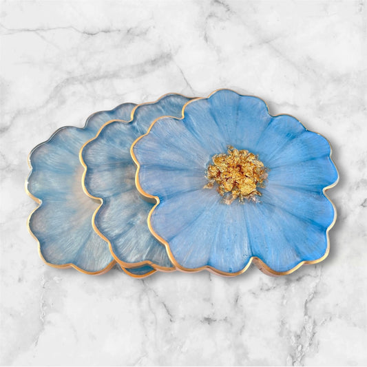 Baby Sky Blue & Flower Shaped Coasters