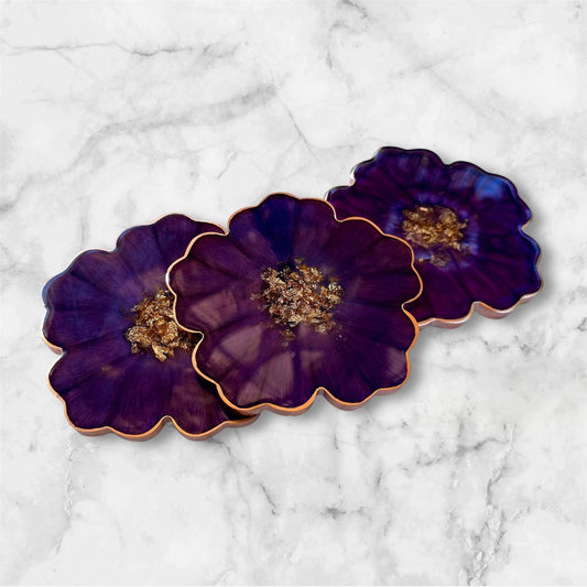 Amethyst Plum Royal Purple & Flower Shaped Coasters